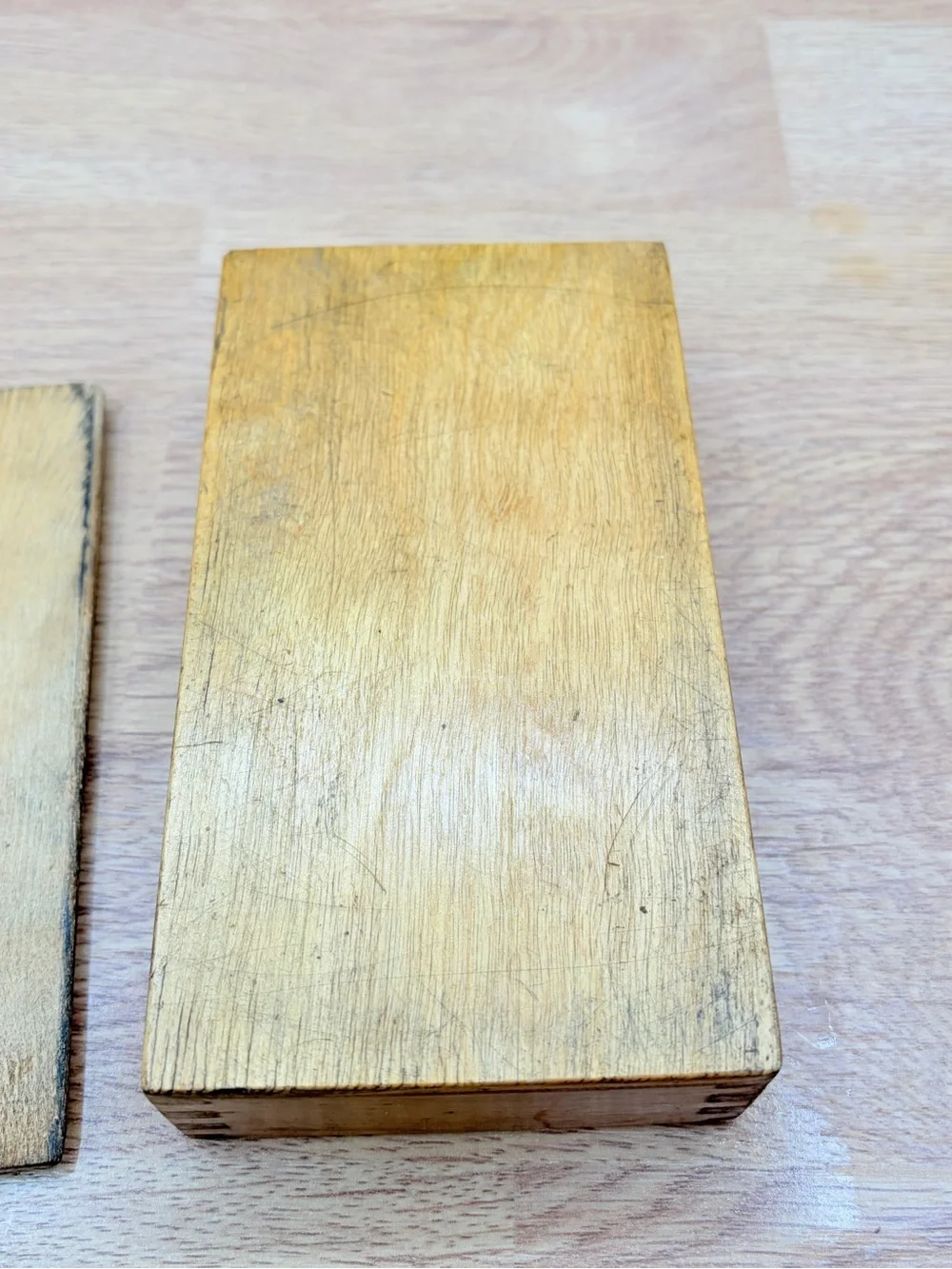 Vintage 1930-1960's Wood Pencil Box Sliding Lid Dovetails